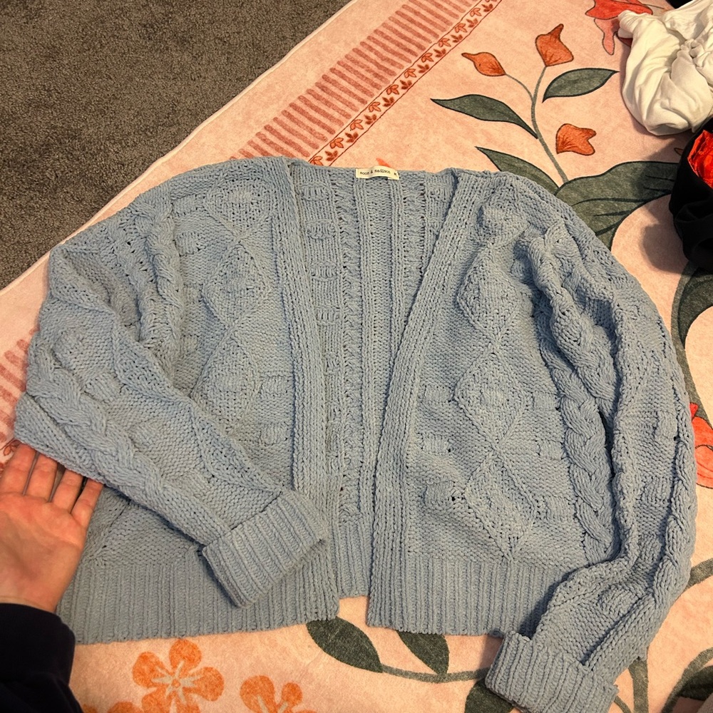 Moon & Madison Soft Blue Cable Knit Cardigan